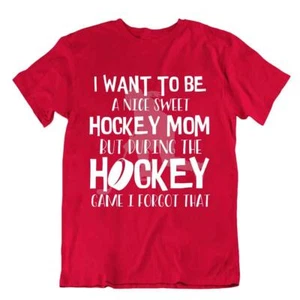 Hockey Sport T-Shirt Tee Gift Cool Vintage Cute Funny Happy Puck Sweet Mom bat - Picture 1 of 7