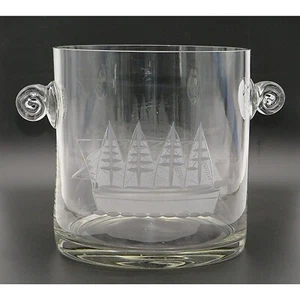 Large Ice Bucket Glass with Ship Motif 18 C. Liquid capacity, Decorative Barware - Picture 1 of 4