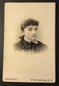 Young Woman Cabinet Card Dark Hair Dark Eyes Looking Right 14th ST. NY B55 - Picture 1 of 1