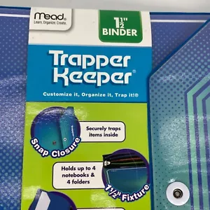 Carpeta de 3 anillos Mead Trapper Keeper azul 1,5" bolsillo tipo folio 2013 estilo retro - Imagen 1 de 9
