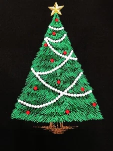 HERMOSO BLOQUE DE EDREDÓN DE ÁRBOL DE NAVIDAD BORDADO - Imagen 1 de 1