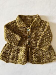 Handmade Baby Cardigan Crocheted,Buttoned-0-3 Months
