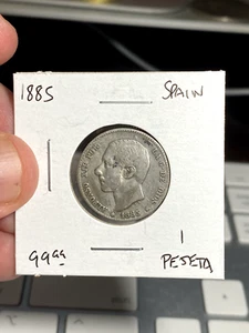 1885 Spain 1 Peseta - Picture 1 of 2