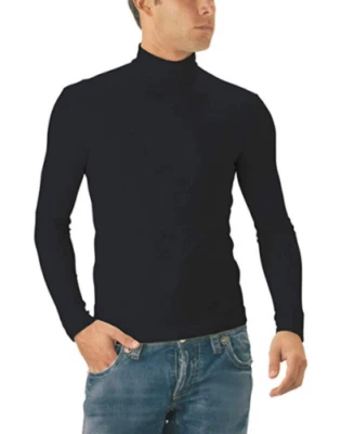 Lupetto Uomo Maglia Manica Lunga Dolcevita Sottogiacca Felpato Mezzo Collo M8801 - Immagine 1 di 3