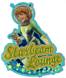 GROSSES Vintage 50er Stil Blechschild Sci Fi Pin Up Tiki Bar Space Lounge Moai - Bild 1 von 1
