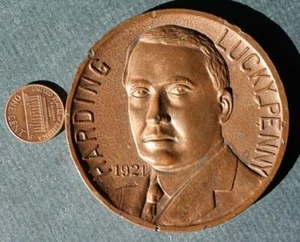 1921 President Warren G. Harding Inauguration LARGE Metal Lucky Penny Souvenir-- - Picture 1 of 1