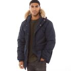 New Mens Parka Coat Fur Hood Size Xl. French Connection Marine Navy Blue Jacket 