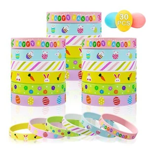 Easter Rubber Bracelets for Kids 30PCS Easter Basket Stuffers Silicone Wristb... - Picture 1 of 7
