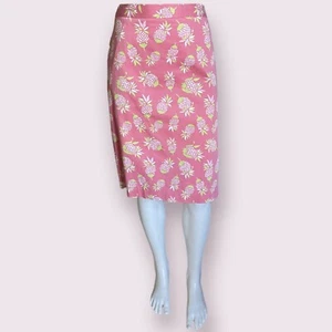 Falda lápiz Brooks Brothers 346 rosa coral estampado piña algodón para mujer 14 XL - Imagen 1 de 11