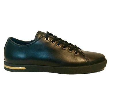 ¡Nuevo! Dolce & Gabbana Zapatillas Clásicas de Cuero Negro con Acento Dorado - 36.5 Foto 1 de 4