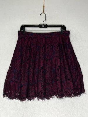 Falda Banana Republic Borgoña Floral Encaje Crochet Plisada Frontal Mujer Talla 8 Foto 1 de 4