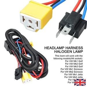 Headlight Loom Upgraded uprated loom harness VW Golf mk1 mk2 Corrado Scirocco - Picture 1 of 12