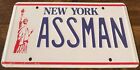 ASSMAN New York Novelty Vanity License Plate Seinfeld TV Show Cosmo Cramer
