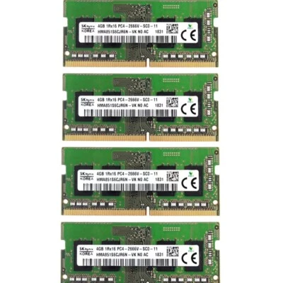 Hynix DDR 16GB 4X4GB 2666MHz PC4-21300 Notebook SODIMM Memory Ram HMA851S6CJR6N - Image 1 of 4