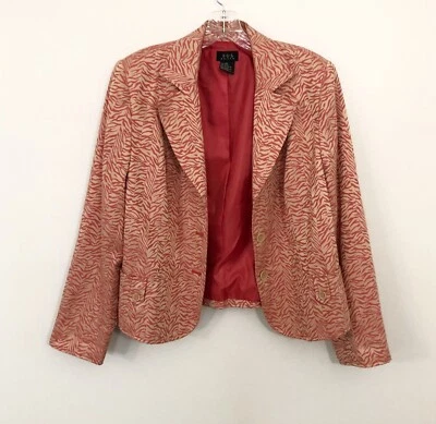 Chaqueta Blazer Vintage RQT Estampado Animal Rosa 14 | L Pequeña Carrera Artística Retro Mod Foto 1 de 4