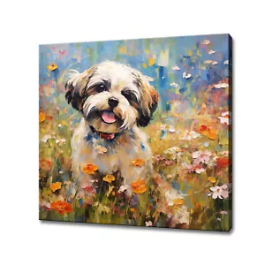 Shih Tzu Perro Cachorro Colorido Lienzo Impresión Mascota Arte de Pared Imagen Regalo - Imagen 1 de 9