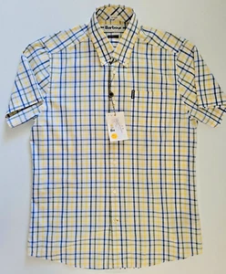Barbour Men's Tattersall 15 Yellow Plaid Short Sleeves Button Down Shirt Size S - Picture 1 of 9