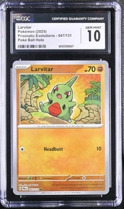 Larvitar 047/131 Pokemon Prismatic Evolutions Poke Ball Holo CGC GEM MINT 10 π - Picture 1 of 2