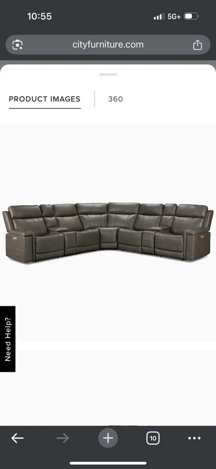 Jayden Gris Micro Grande Triple Potencia Reclinable Dos Brazos Seccional Foto 1 de 1