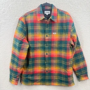 Wrangler quilted lined flannel shirt jacket Thick Button down Size S Multi - Picture 1 of 12