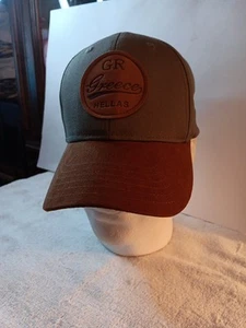 NWT Greece Baseball Cap, Suede Bill And Canvas Body. - Picture 1 of 12