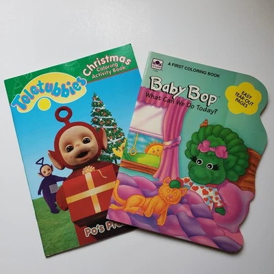 Baby Bop Coloring Book What Can We Do Today Barney 1993 & Teletubbies 1999 *Name - Image 1 of 4