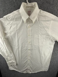 Brooks Brothers algodón abotonado sin planchar 15,5 34/35 blanco bolsillo liso para hombre - Imagen 1 de 18