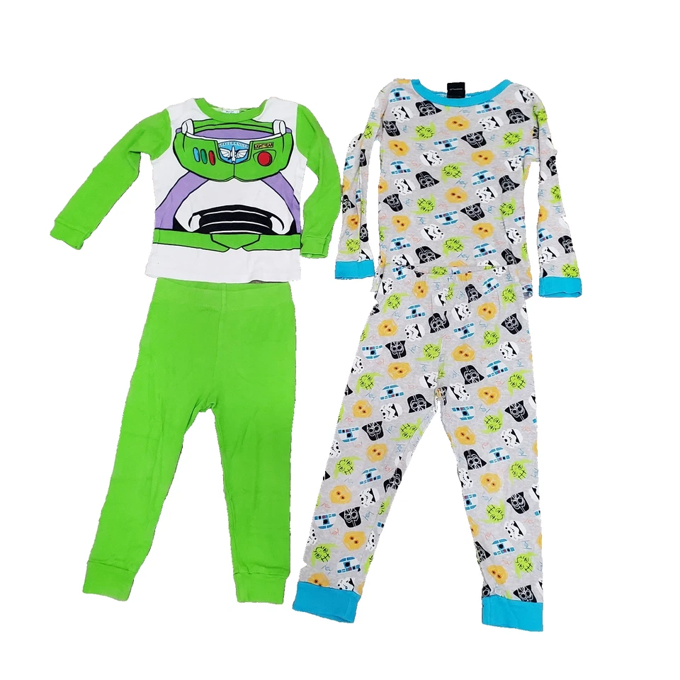 Lote de 2 conjuntos de pijama pijama parte superior inferior zumbido año luz Star Wars juventud talla. 4T Foto 1 de 4