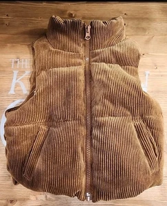 CI Sono Brown Corduroy Puffer Puffy Zip Up Vest Girls Size 10 Warm Lining - Picture 1 of 4