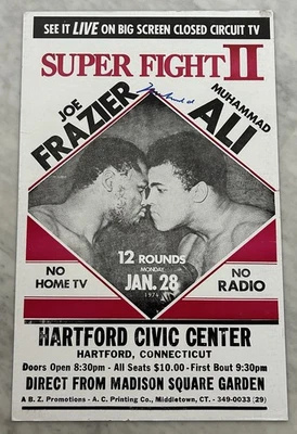 MUHAMMAD ALI AUTOGRAPH SIGNED 1974 SUPER FIGHT II BROADSIDE POSTER HOF JSA - Image 1 of 3