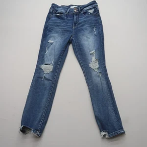 Pantalones de mezclilla BKE para mujer Billie calce ajustado tiro alto talla 33 lavado oscuro desgastado elástico - Imagen 1 de 11