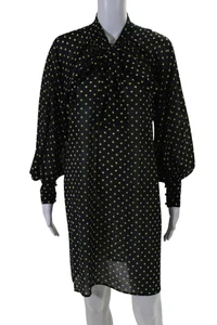 Michael Michael Kors Womens Polka Dot Print Tie Neck Shift Dress Blue Size S - Picture 1 of 12