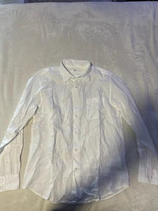 Neu mit Etikett Uni Qlo weißes langärmliges Premium Leinenhemd für Herren Größe Medium geknöpft $ 40 - Bild 1 von 10