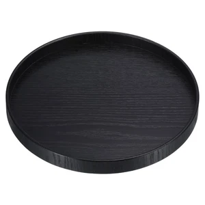 9" Holz Serviertablett Rund Dekorative Platte Home Küche Tisch Schwarz - Bild 1 von 5