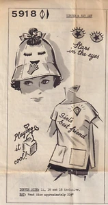 Pedido por correo 5918 c.1950s - SOMBRERO Y TOPPER con bordado - Talla 14/16/18 - Imagen 1 de 1