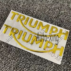 GOLD 3D MOTORCYCLE TRIUMPH FUEL TANK FAIRING BODY BADGE EMBLEM DECALS STICKER#7 - Picture 1 of 3