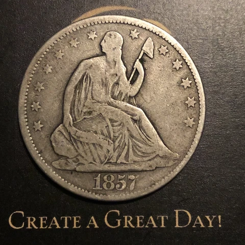1857-P Liberty Seated Half Dollar 🇺🇸 90% Silver Coin No Rays Arrows or Motto Cover