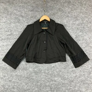 Verge Womens Jacket Size XS Black Cropped Long Sleeve Button Front 4228 - Picture 1 of 9
