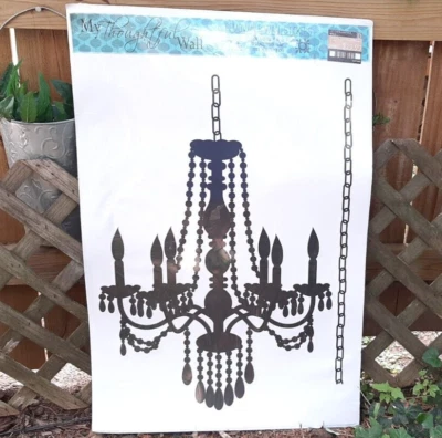 My Thoughtful Candelabro Suspenso na Parede Silhueta Preto ~ Adesivo de Parede Removível - Imagem 1 de 4