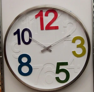 HERMLE NEW 13.75" NON CHIMING BRUSHED ALUMINUM FRAME WALL CLOCK HM-31006 - Picture 1 of 2
