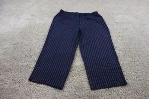 Eileen Fisher Pantalone Donna XL Pantalone Blu Gamba Larga Rigato Tencel - Foto 1 di 8