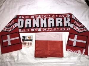 DENMARK National Team SCARF, FLAG & FACE STICKERS World Cup Euros Nations League - Picture 1 of 10