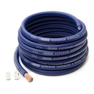 5 METRES CCA 0 GAUGE BLUE POWER CABLE COPPER CLAD ALUMINIUM 0 AWG INC FERRULES - Picture 1 of 3