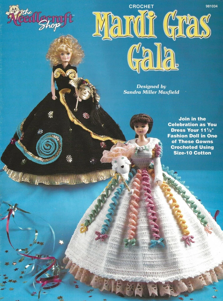 Fashion Doll Mardi Gras Gala Crochet Barbie Dress Celebration Party Colorful NEW - Image 1 of 1