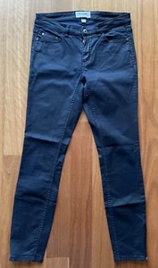 Trenery navy almost black stretch skinny leg wet look faux leather pant zip 8 - Picture 1 of 8