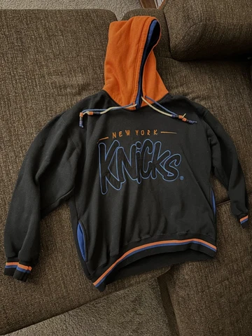 NEW YORK KNICKS NBA STARTER DRAWSTRING DOUBLE HOOD HOODIE SWEATSHIRT M VTGs 90s Cover