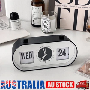 Retro Style Calendar Flip Alarm Clock - Day & Date Display Clock - Black/White - Picture 1 of 10