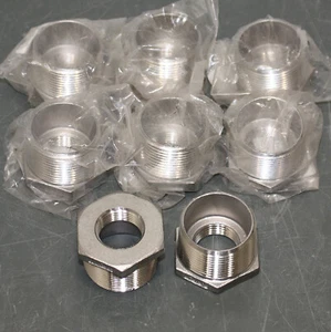 (8) Stainless Steel Hex Reducer Bushing 1LTF5, 1-1/4" to 3/4" NPT, 304 SS - Picture 1 of 7
