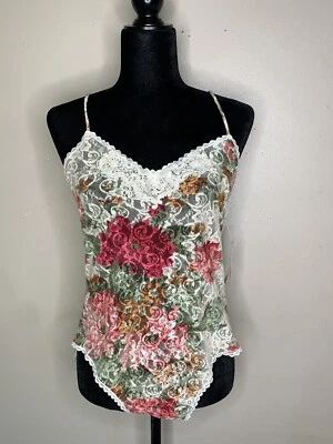 Vintage Gilligan Omalley Peluche Rosa Floral Encaje Babydoll Cami Camisón M 12-14 Foto 1 de 4