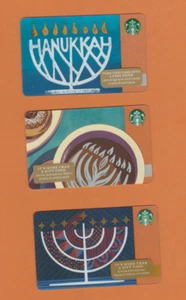 3 STARBUCKS Hanukkah Holiday Gift Cards no $ includes mistake - Picture 1 of 1